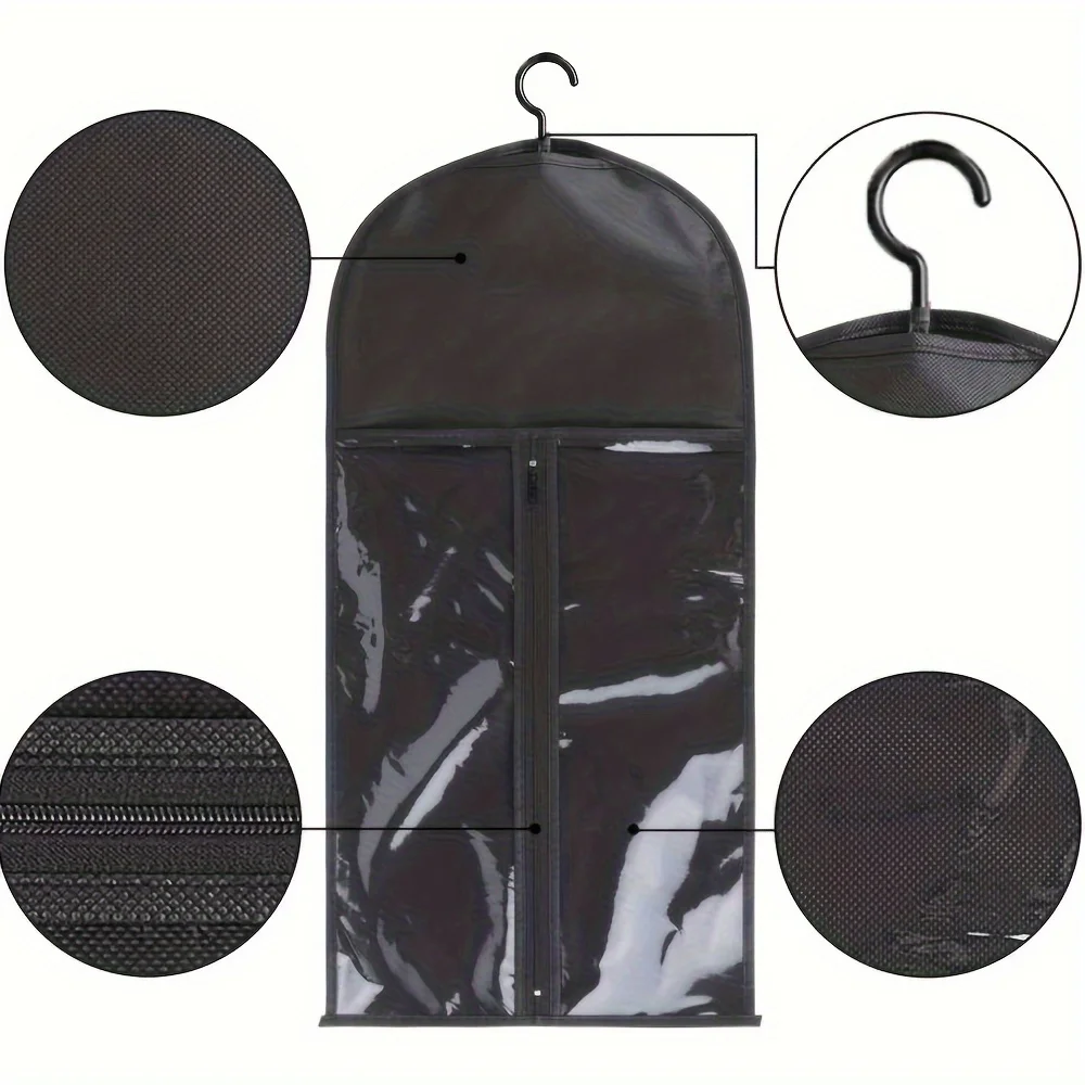 6pcs Long Hair Extensions Storage Bag Non-Woven Dust Proof Wigs Carrier Bags With Plastic Hanger For Home Salon Organizer view 3