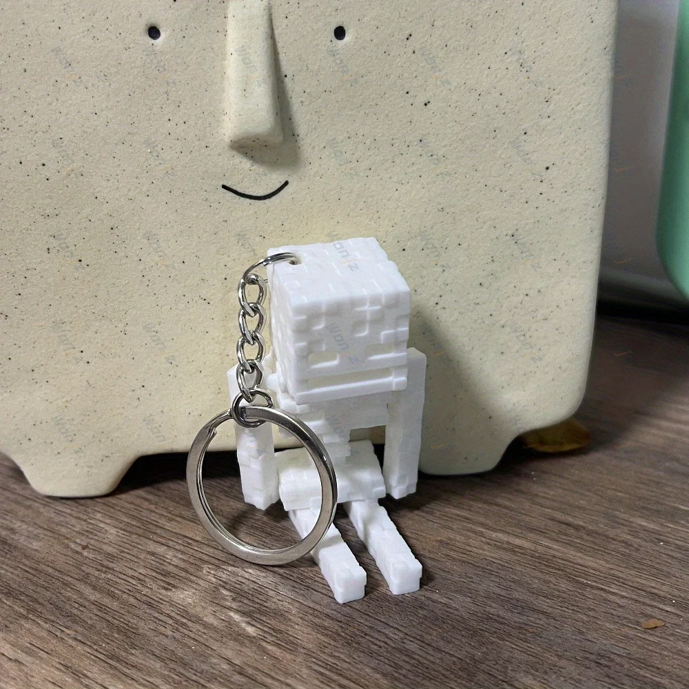 Novelty Skull Keychain - 3D Printed Durable Plastic, White/Black, Compact & Portable for Keys, Bags, Car Decor - Indoor/Outdoor