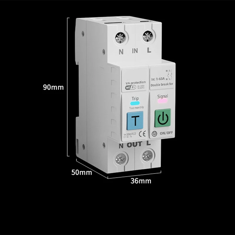 2P TUYA WiFi Smart Circuit Breaker Real- Energy Voltage Current Meter Protector Voice Remote Control Switch-DTA9 view 6