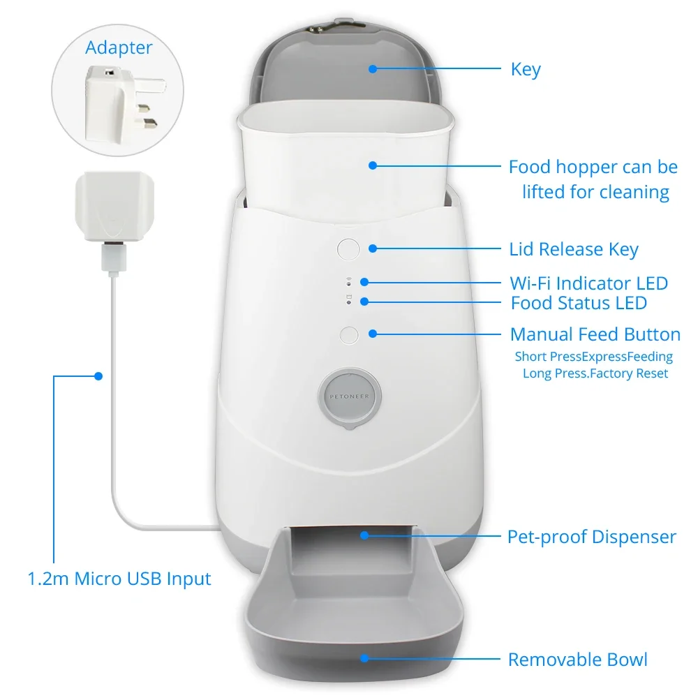 Zemismart Wifi Connect Tuya APP Timer Remote Operate Auto Dog Cat Feeder Smart 3.7L Pet Feeder smart Pet Automatic Feeder Wifi