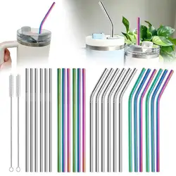 6Pcs 25cm Stainless Steel Replacement Straw Compatible 40oz Cups,Reusable Straw For Tumbler