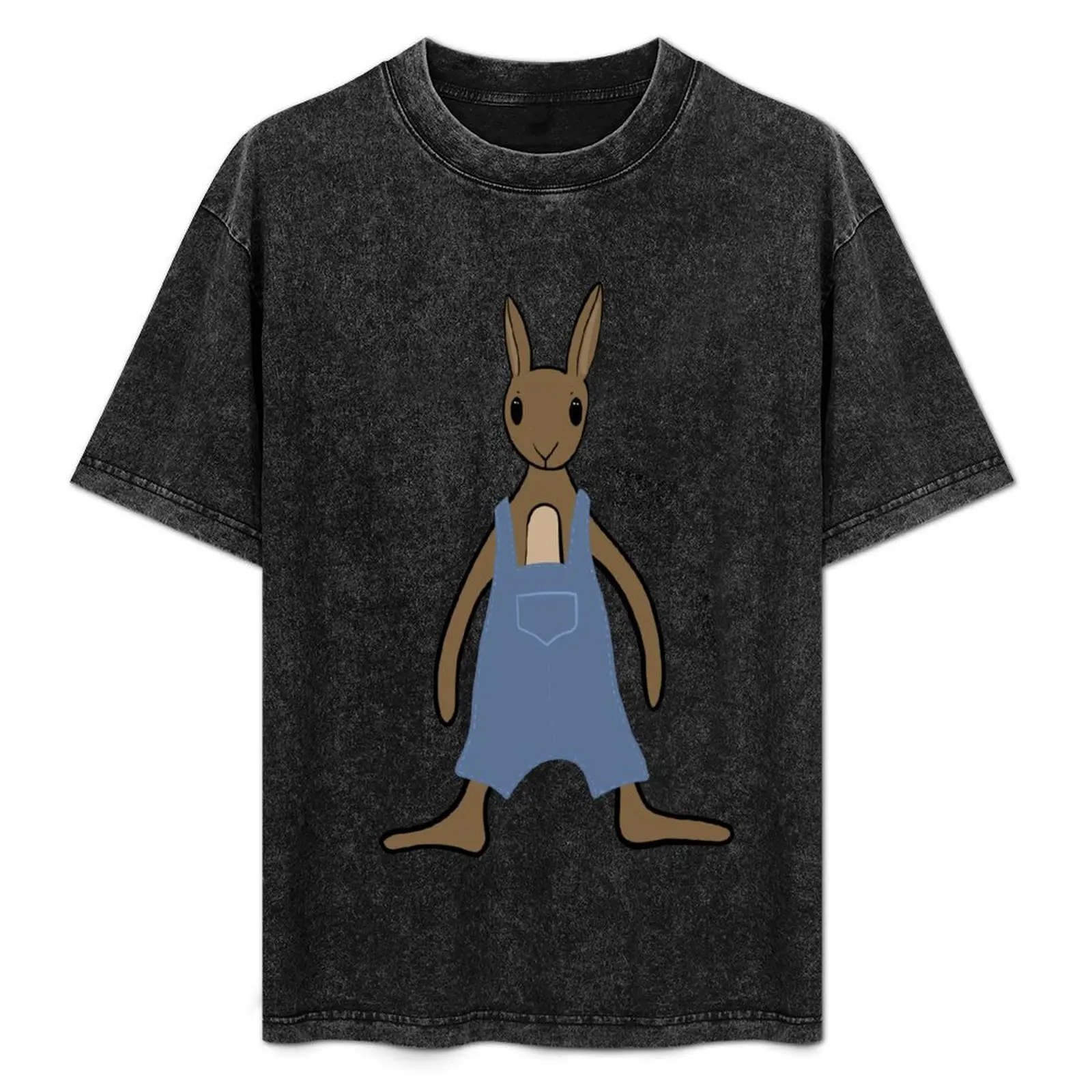Stuffed Bunny in Overalls T-Shirt Outdoor Sports Short Sleeve Top