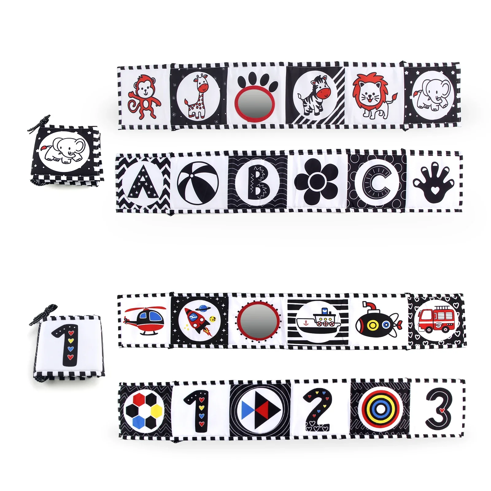 Sensory Cloth Book Black and White Animal Cloth Books High Contrast Baby Toys Newborn 0-12 Months Crib Toys Montessori Baby Book