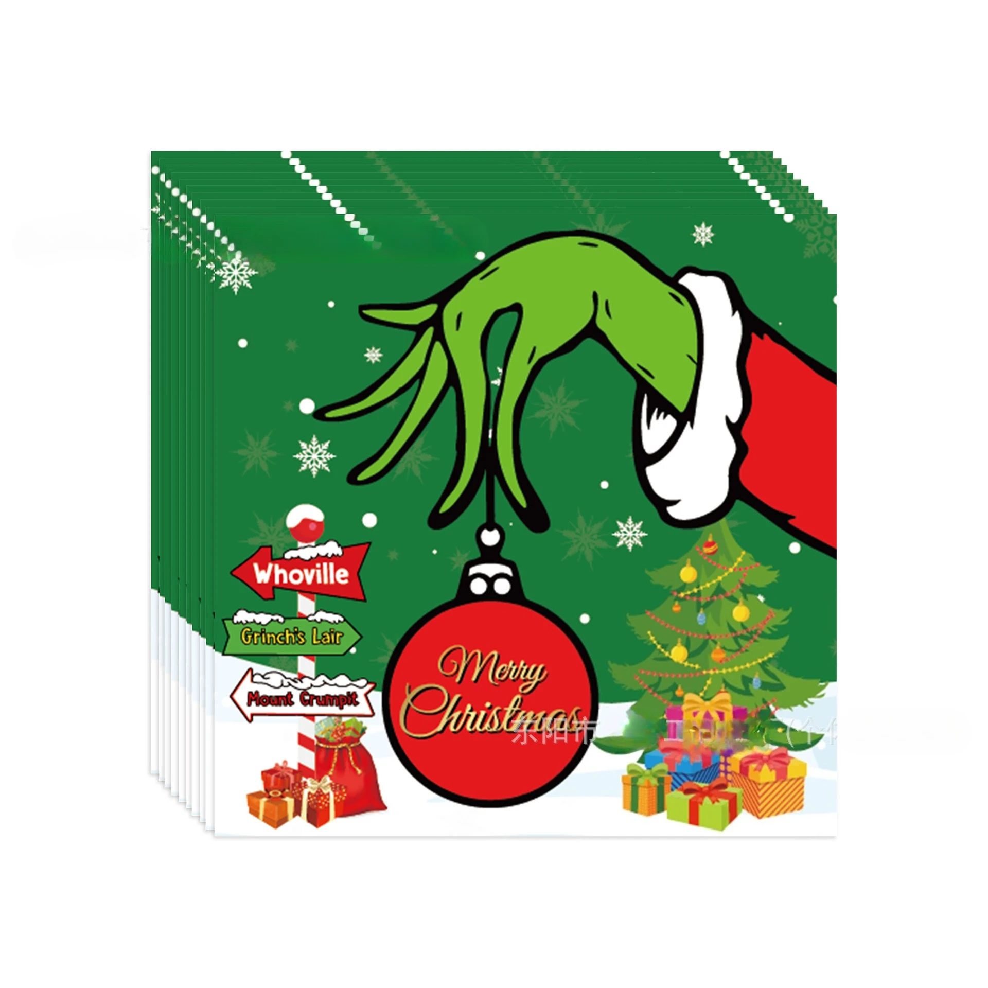 82 قطعة عيد الميلاد موضوع Grinch مجموعة أدوات المائدة الطرف أطباق ورقية أكواب لافتات مفرش المائدة عيد ميلاد سعيد زينة لوازم الحفلات