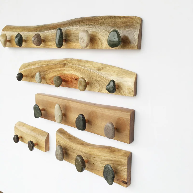 

Wall Clothes Hanger Coat Wood Coat Rack Stone with Wooden Hook Wall Hanger Wooden Coat Hooks Home Decoration