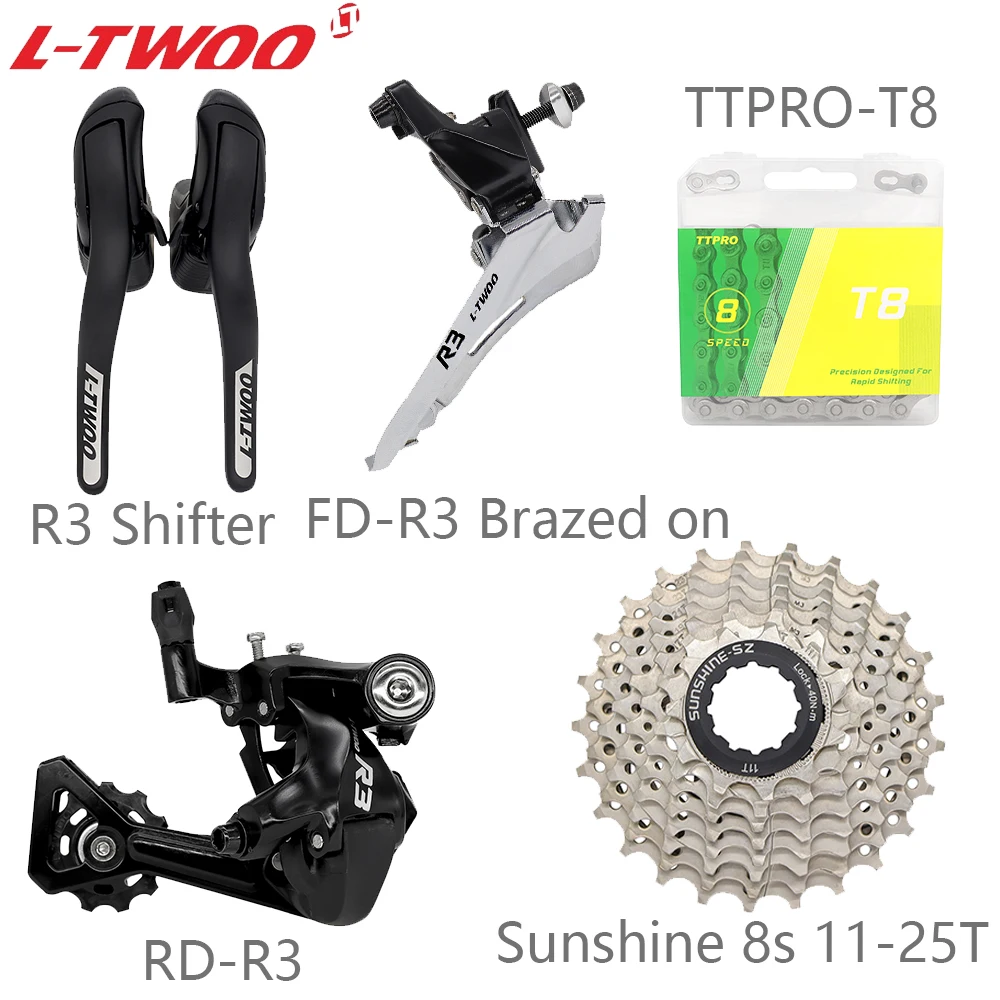 LTWOO R3 2x8 Speed Shifter Lever Clamp/Brazed Rear Front Derailleur Sunshine 11-25/28/32T Cassette TTPRO-T8 Chian Bicycle Parts