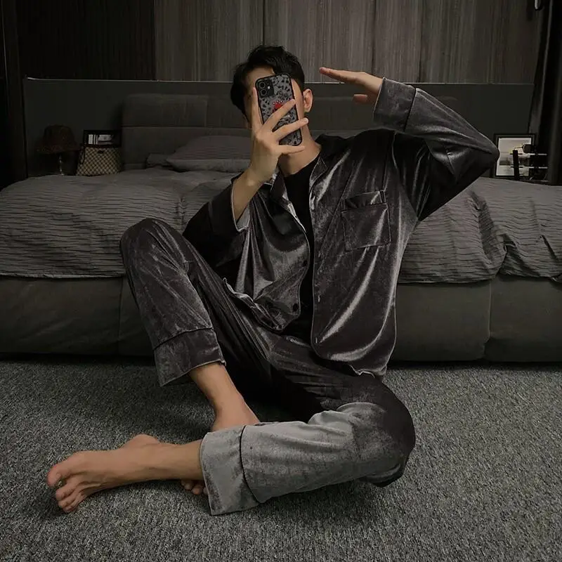 ملابس للرجال منامة ملابس الشتاء الخريف الشباب لباس غير رسمي ملابس الحمام الفانيلا نمط جديد موضة Y2K ملابس رياضية ملابس منزلية