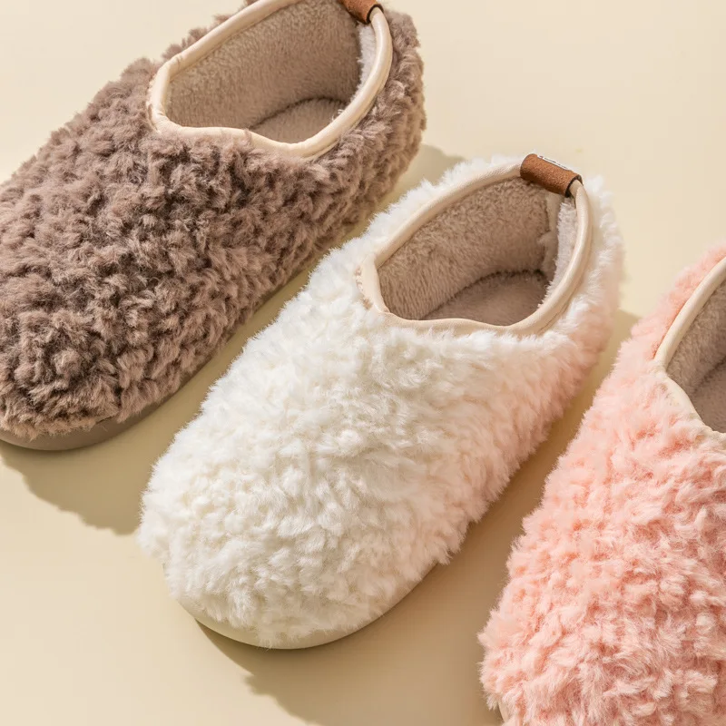 2024 New Women Warm Fluffy Shoes Couples Indoor Slippers Soft Plush Thick Sole House Floor Slipper Female Male Winter Footwear