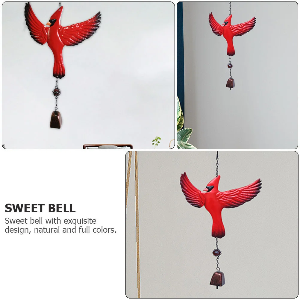 Door Bell Bird Wind Chime Hanging Pendant Decor Decorations Retro Outdoor Red Iron