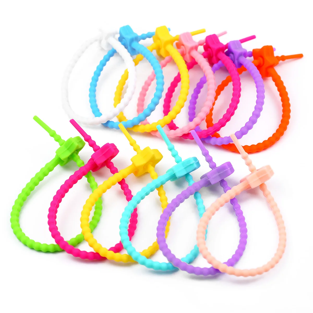 Pentagram Silicone Twist Ties Releasable Cable Organizer Strap DIY Key Ring Pendant for Data Wire Bag Hanging Decoration