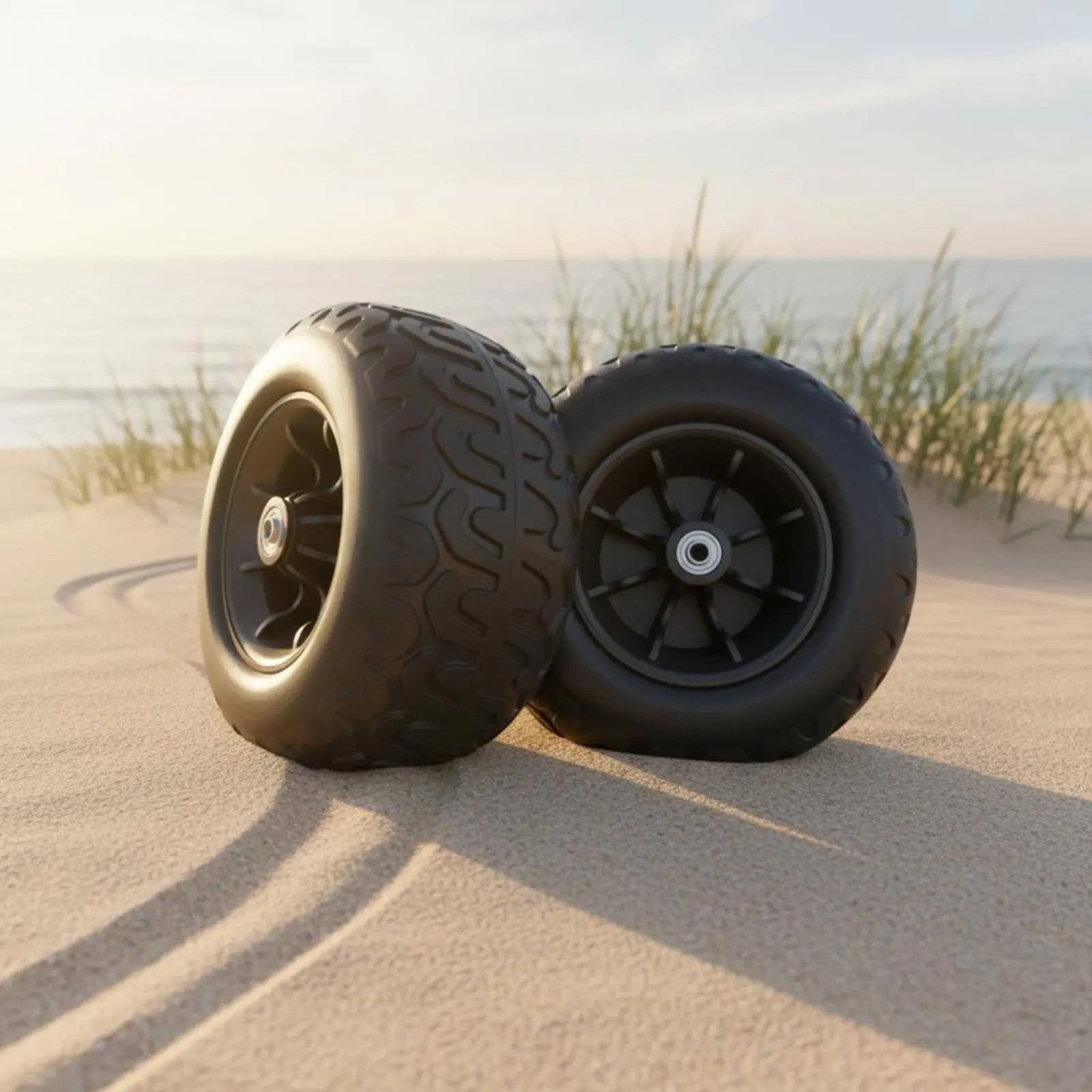 Solid PU Wheel Polyurethane Airless Beach Wheel Flattubeless Tire Heavy Duty Transport Part Even Rolling