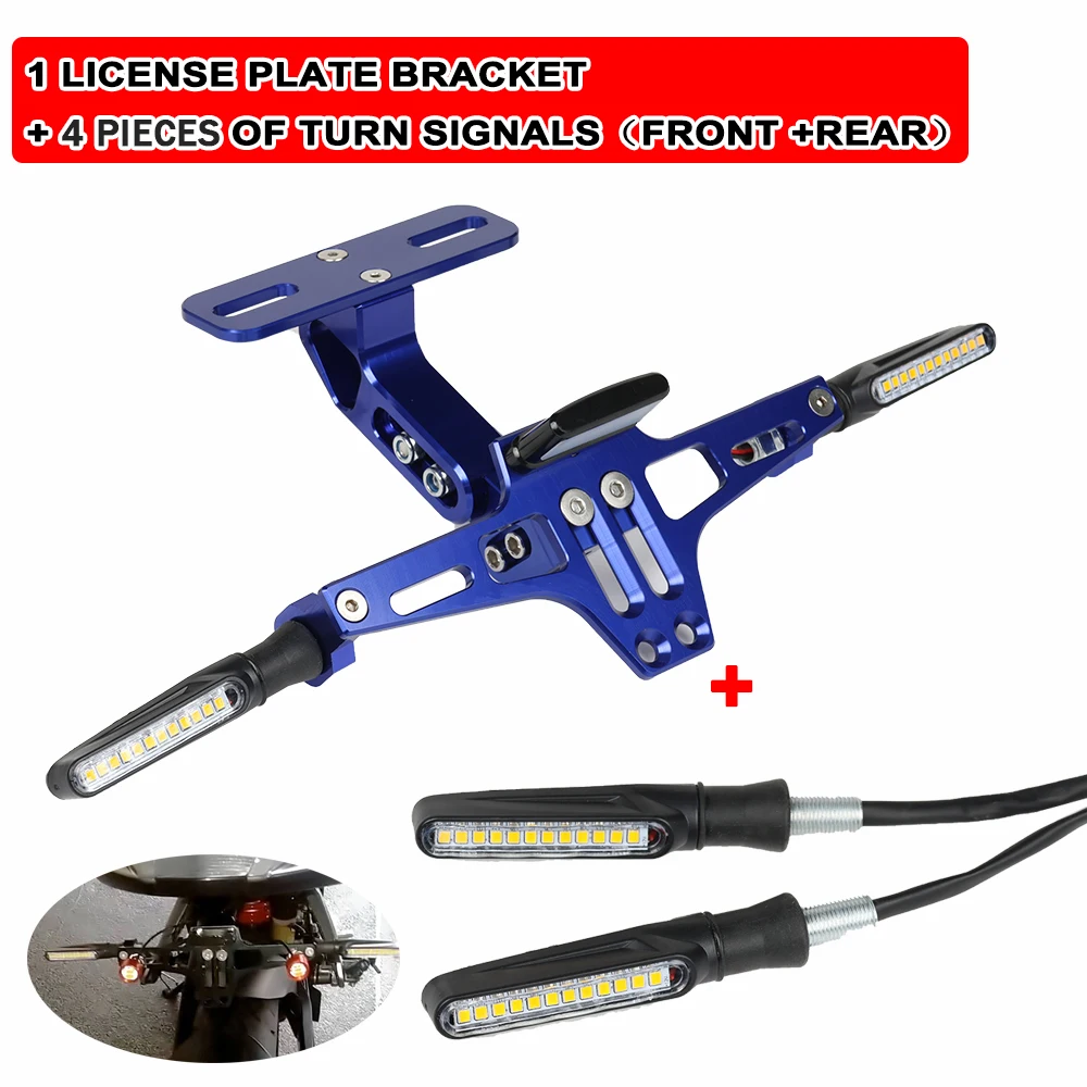 Motorcycle License Plate Holder CNC Alloy With LED Lights Adjustable Rear Fender Yamaha Honda I.400799265 Motorcycle License Plate Holder CNC Alloy With LED Lights Adjustable Rear Fender Yamaha Honda I.400799265