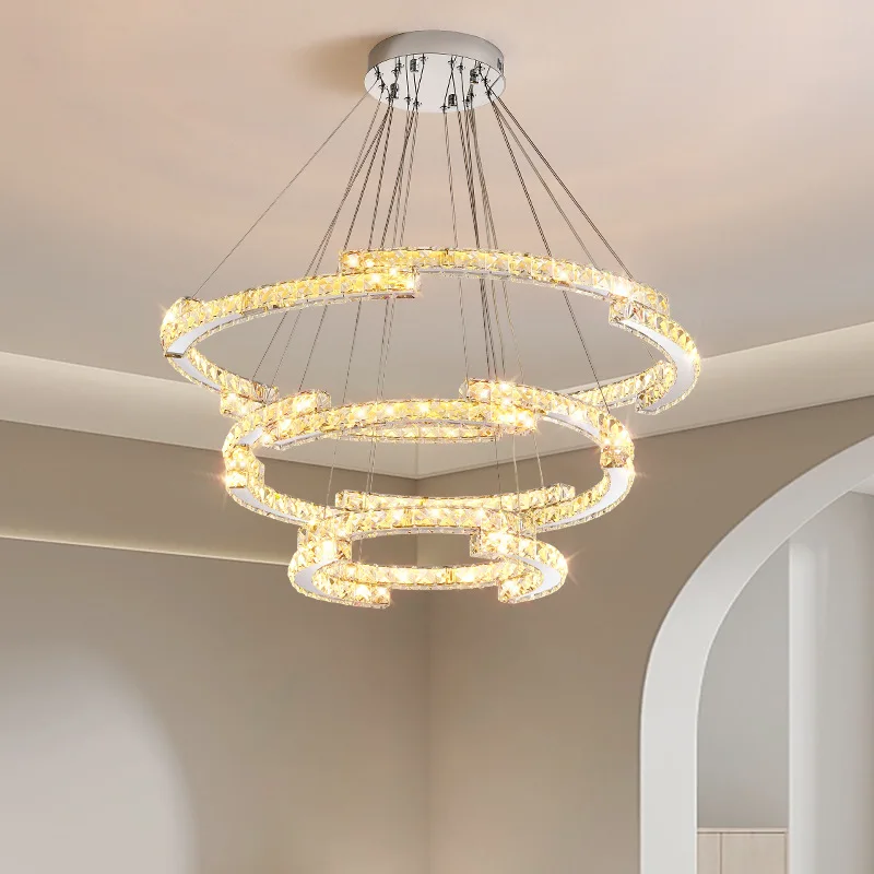 Modern Crystal Luster LED Chandeliers Circle Pendant Ceiling Lights For Living Room Bedroom Room Decor Lighting