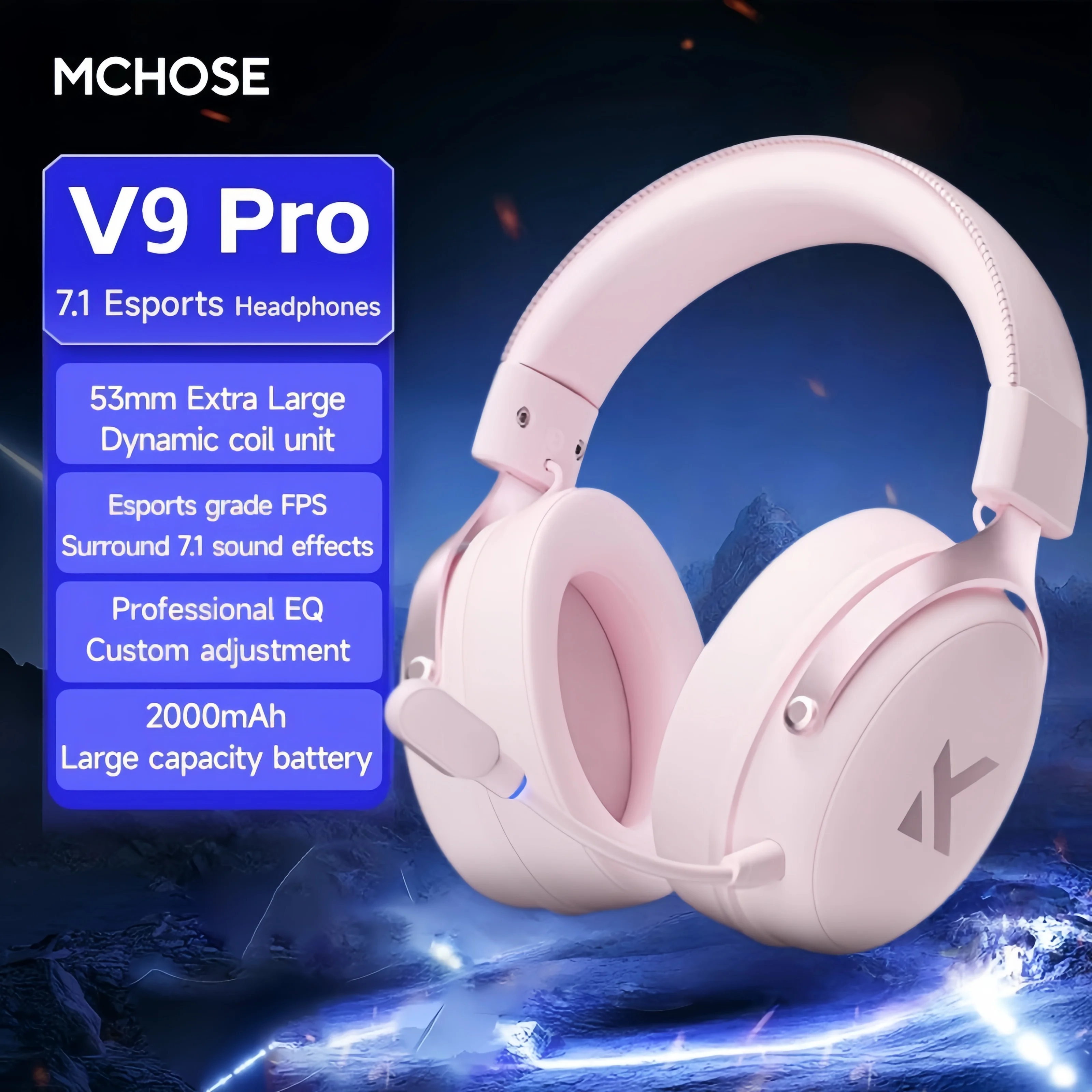 MCHOSE V9 Pro E-Sports Headset with Microphone Tri-Mode Gaming USB
