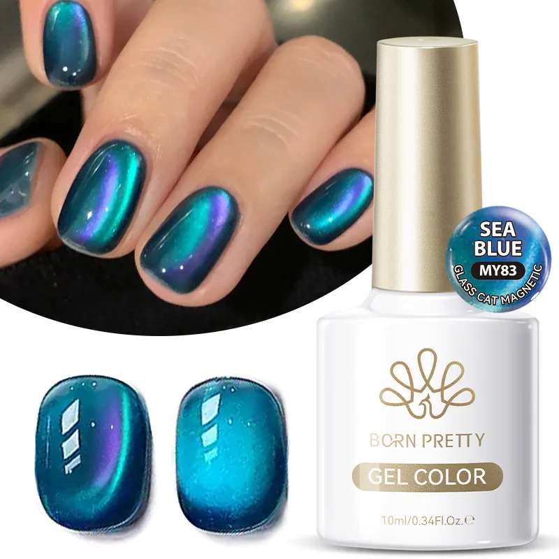 BORN PRETTY 10ml Auroras Blue Cat Magnetic Gel Nail Polish for Winter Nails Jelly Glass Water Light Varnis Semi Permanent Nail