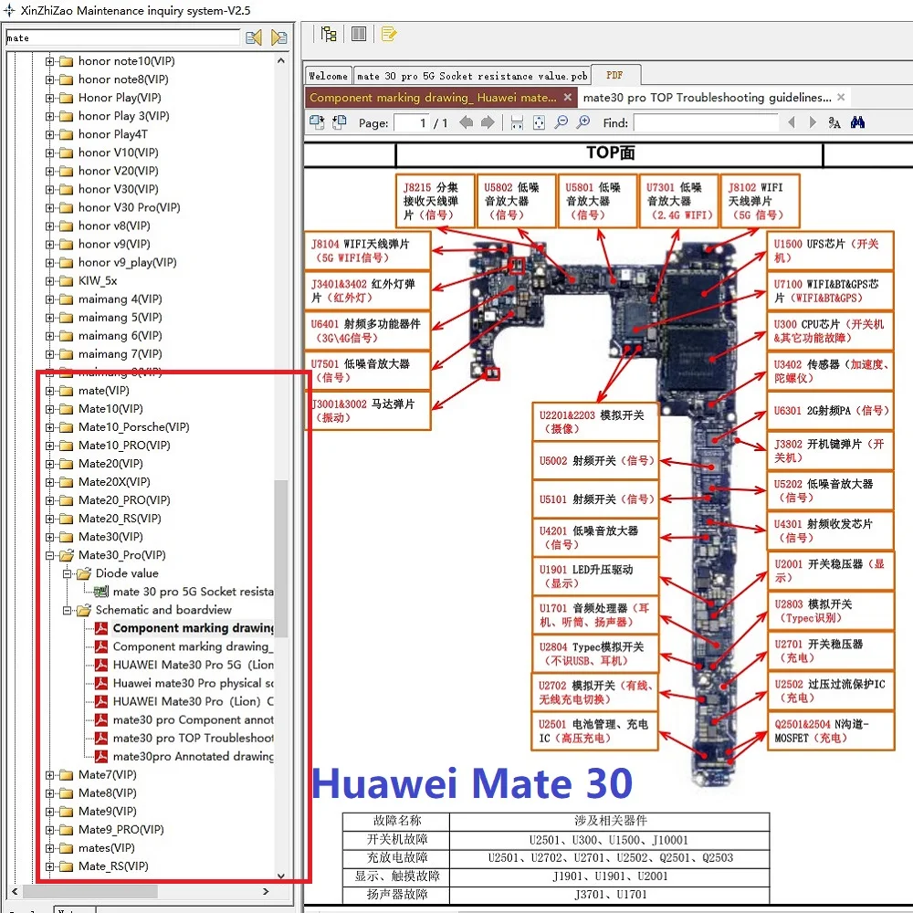 MasterXu XZZ Dongle Online Maintenance Query System For HuaWei Honor X10-HL4TELM PCB Boardview Bitmap