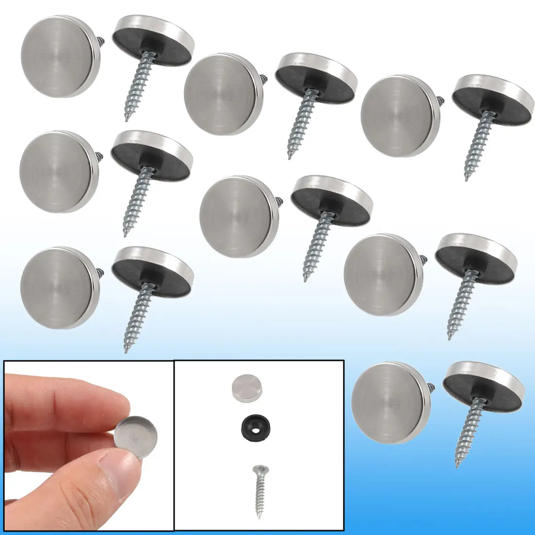 UXCELL 8Pcs 14mm Dia Stainless Steel Decorative Mirror Screw Cap Nails for Being Fixed On Glass Mirrors Or Furnitures