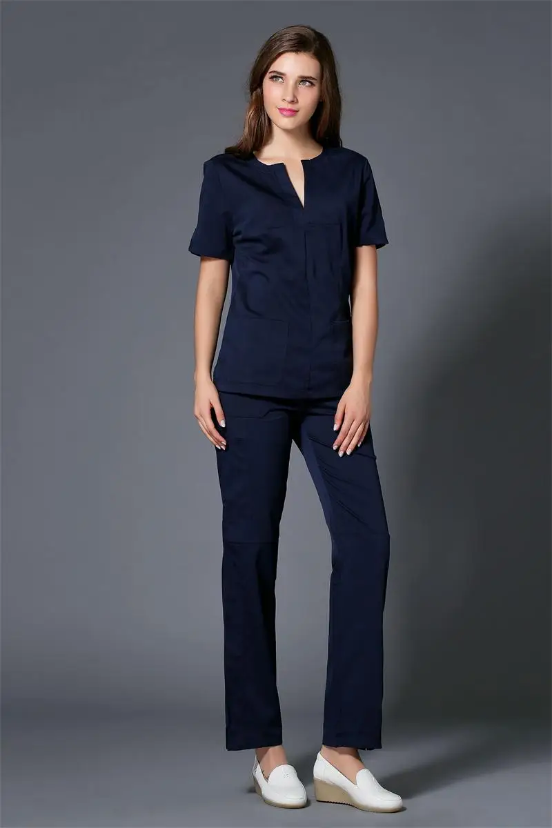 Conjunto de uniforme médico respirável feminino, roupas de trabalho, salão de beleza saudável, médicos slim cabido scrubs, Pet Clinic, verão