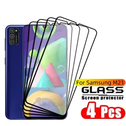 4PCS Full Cover Glass For Samsung M21 Glass Samsung Galaxy M21 Glass Full Glue Cover 9H HD For Screen Protector Samsung M21 M 21