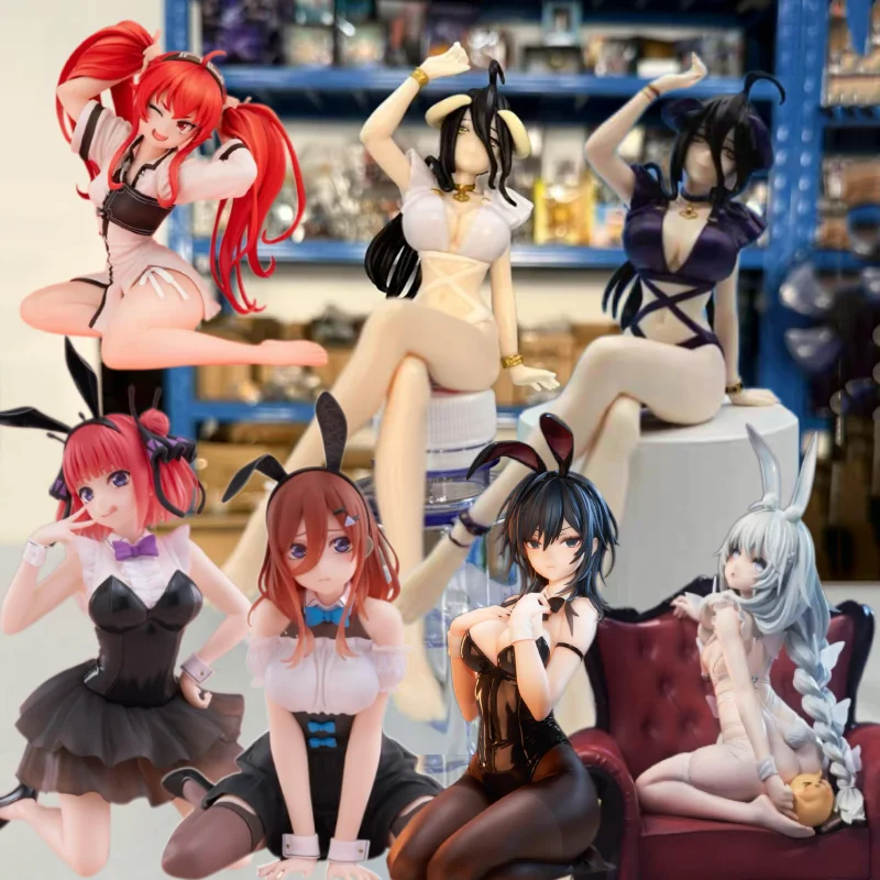 애니메이션 악마 대 군주 액션 피규어 앉아 입상 수영복 알베도 피규어 국수 스토퍼 모델 PVC 일본 컬렉션 완구