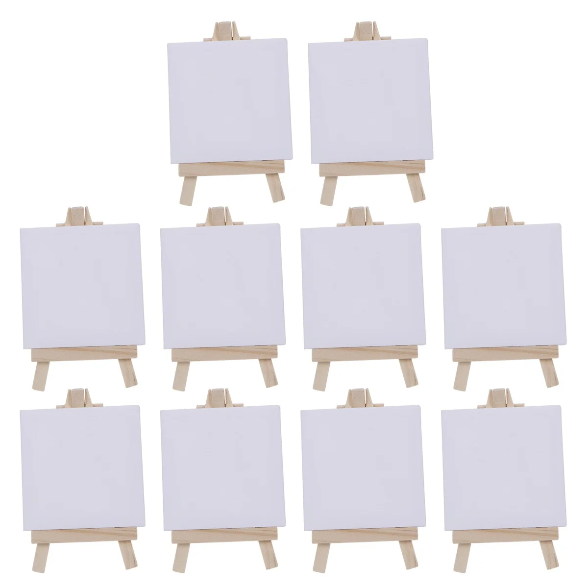 10Pcs Mini Canvas with Easel Wooden Easel for Painting Craft Drawing Decoration Art Activity Hand-Painted Board Set