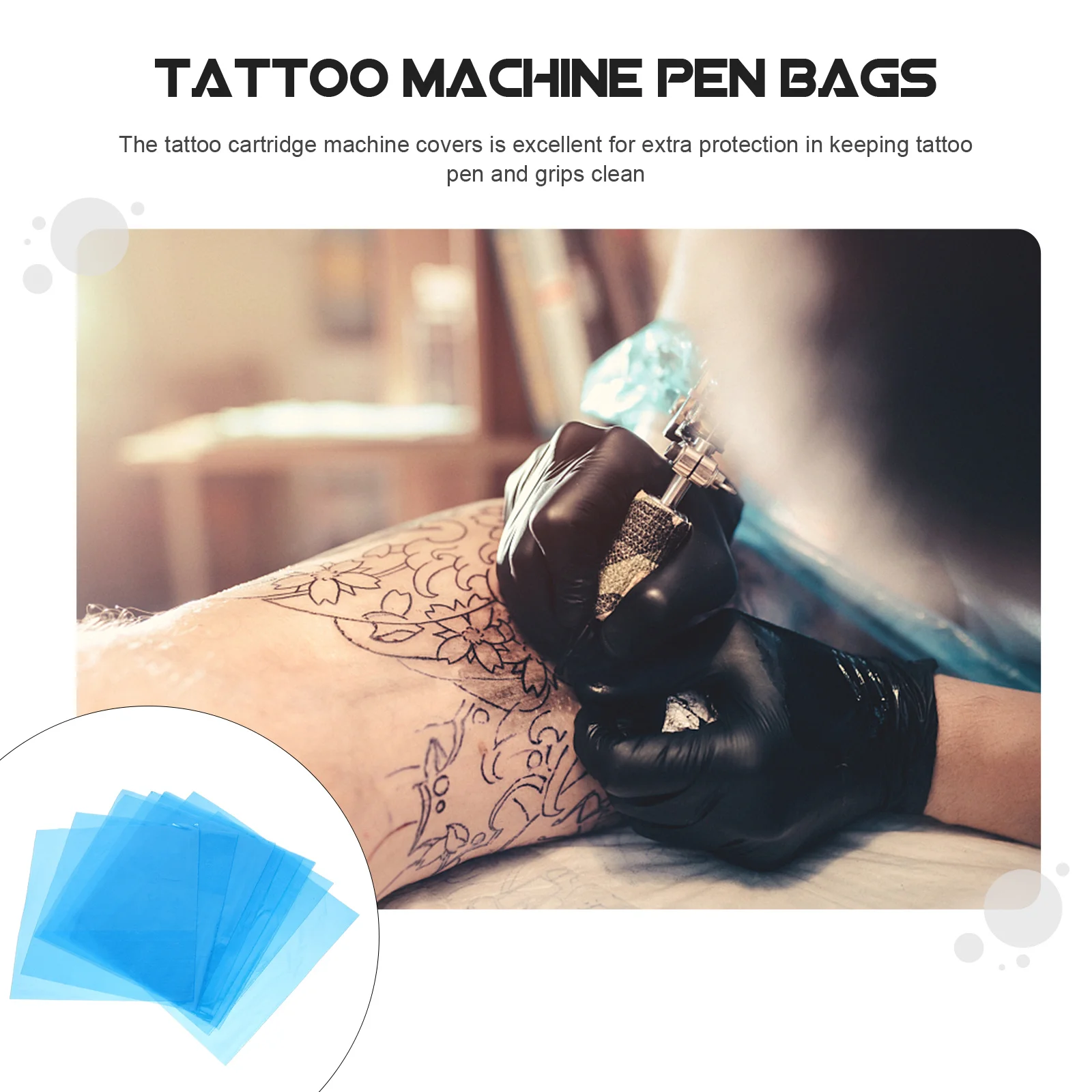 

125Pcs Tattoos Clip Cord Bags Plastic Disposable Sleeve Covers Tattooing Pen Machine Protection Tattoos Supplies