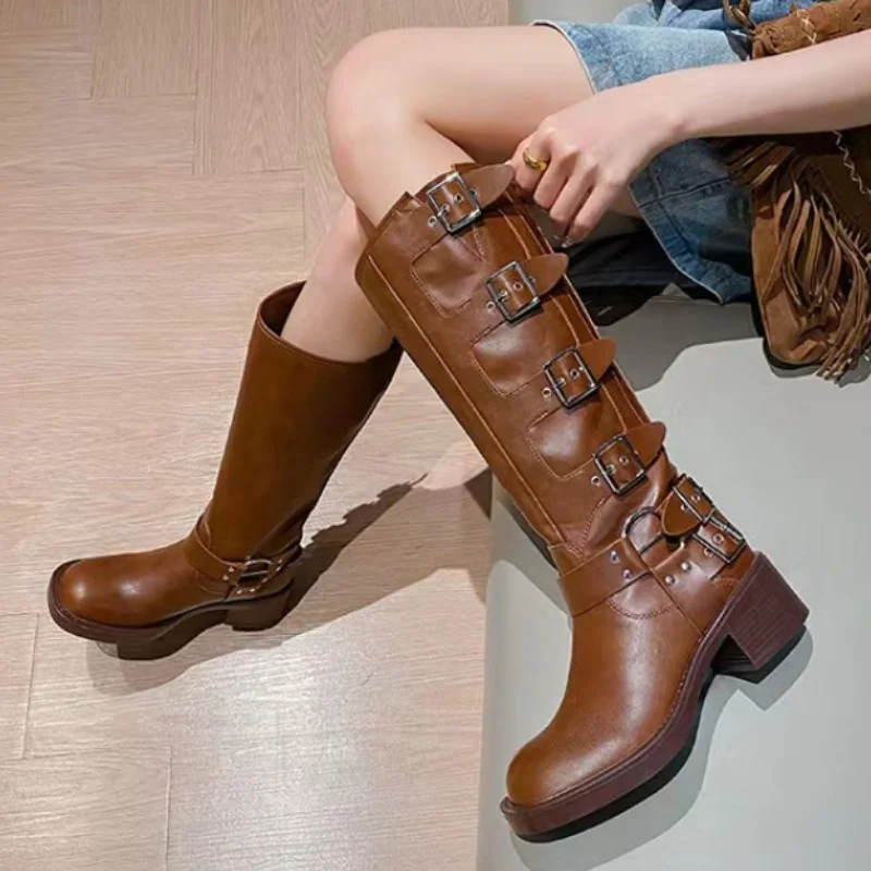 

2023 Fashion Women Boots Winter Over The Knee Heels Quality Suede Long Comfort Square Botines Mujer Thigh High Boot Botas Mujer