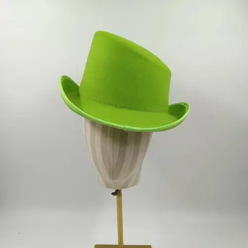 Sombrero de fieltro de copa alta para hombre y mujer, sombrero de ala ancha, color verde, azul real