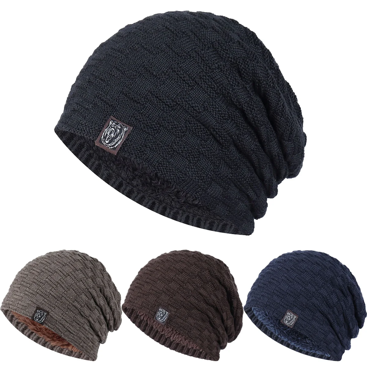 Winter Hats For Men Knitted Warm Beanie Caps Outdoor Bonnets Knitted Beanies Skullies Casual Bonnet Hats Cap