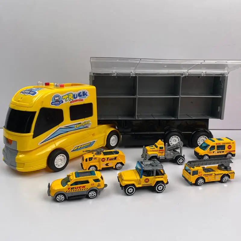 Grand ensemble de camion Transporter Electrolux pour enfants, jouets de vacances d'anniversaire et de Noël, 6 plus petits véhicules, 3 ans et plus