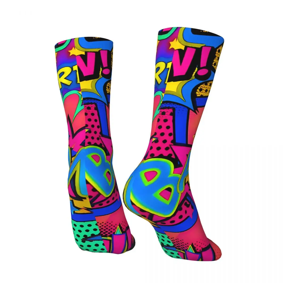 Crazy compression Colorful Comic Book Panels Sock for Men Harajuku Quality Pattern Crew Sock Novelty