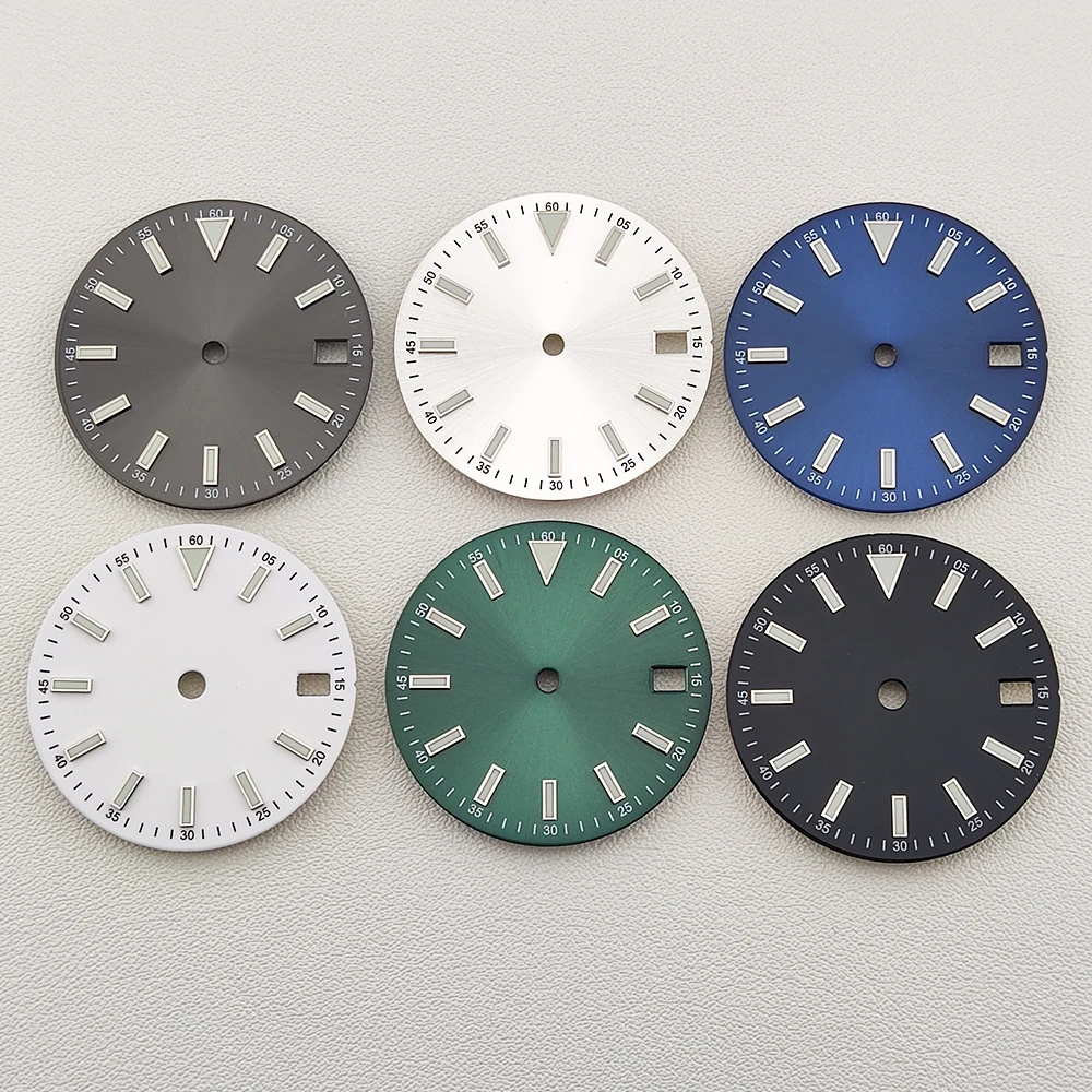 Watch Dial 28.5mm NH35 Dial Green Luminous Customizable Logo Watch Face Watch Parts Fit NH36 Movement
