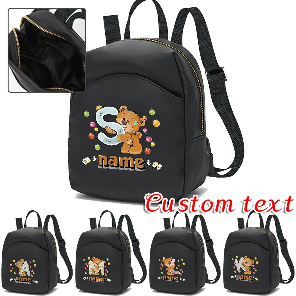 

Personalized Customization Name Women's Mini Backpack Fashionable Casual Travel Backpack Crossbody Bag Cartoon Bear Pattern