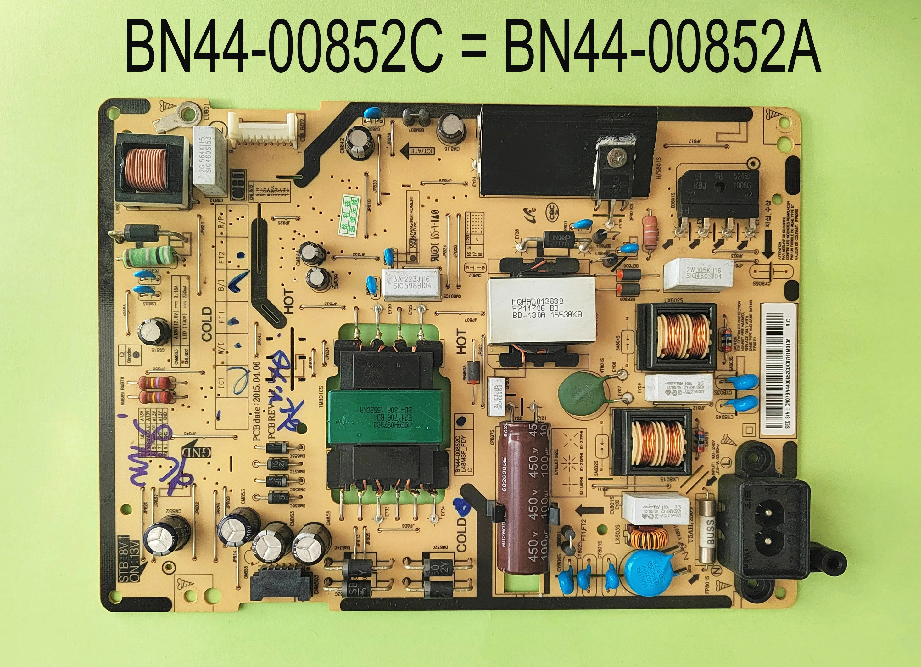 

Плата блока питания BN44-00852C = Φ это для UA43M5100AG UA43M5100AK UA40J5200AW UA40J5270AS UA40J5200AR TV