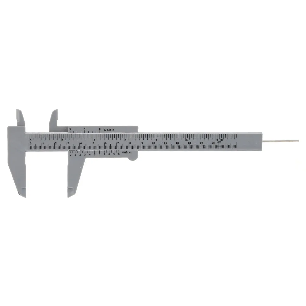 150 mm kunststof schuifmaat, 0,5 mm nauwkeurigheid, dubbele schaal, meetinstrument, metrisch en imperiaal meetlint, voor doe-het-zelfprojecten.