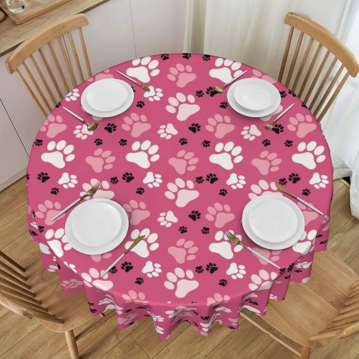 Round Tablecloth Tablecloth 60 inches Kitchen Dinning Table Cloth Spillproof Colorful Floral Pretty Table Covers