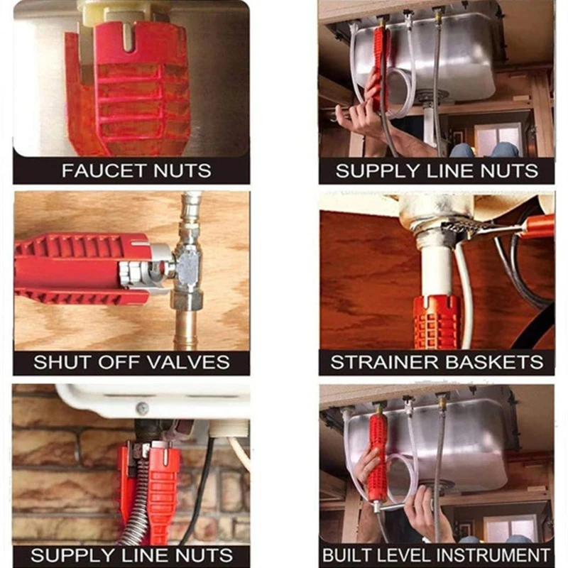 5/8 in 1 Set di chiavi per lavello multifunzionali rubinetto per uso domestico tubo idraulico scaldabagno riparazione e smontaggio del bagno anche speciale