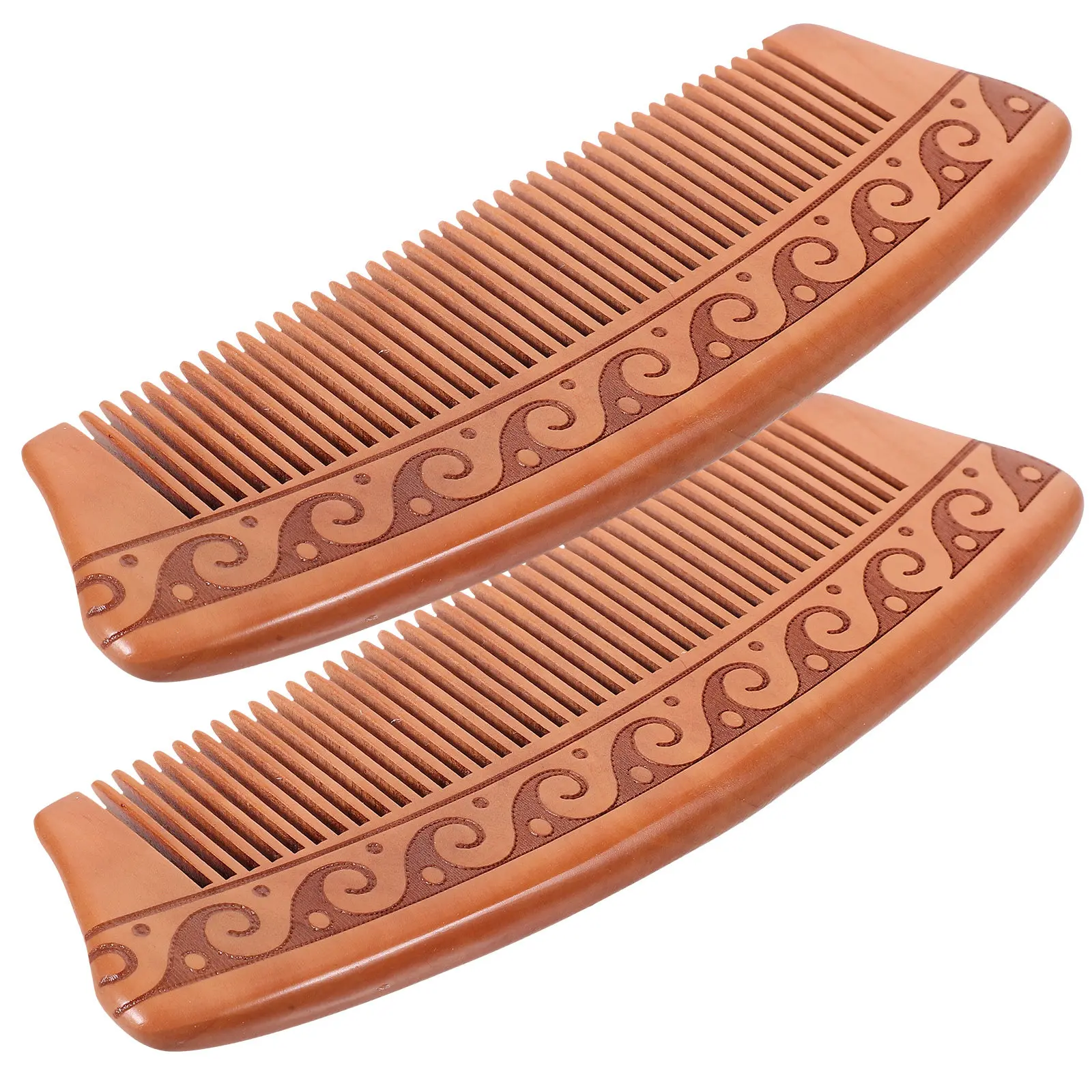 

2Pcs Natural Wooden Hair Comb Lightweight Compact Design for Hair Cutting Washing Styling Scalp Relief Massage Comb