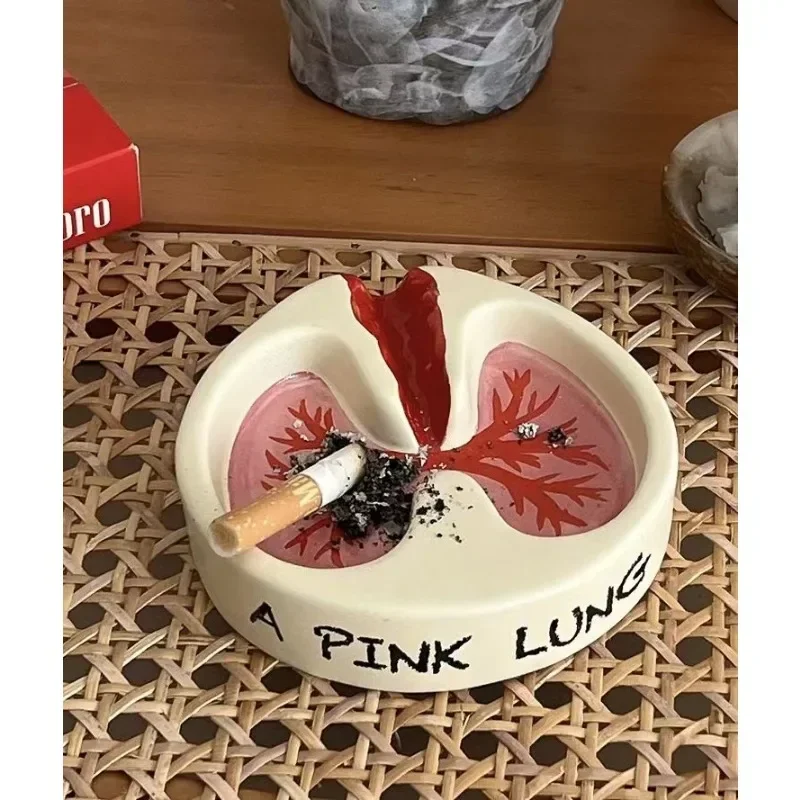 

Creative Resin Ashtray Ornaments Pink Lung Decoration Gifts Anti-fly Ash Ashtray Living Room Ornaments Modern Home Decoration