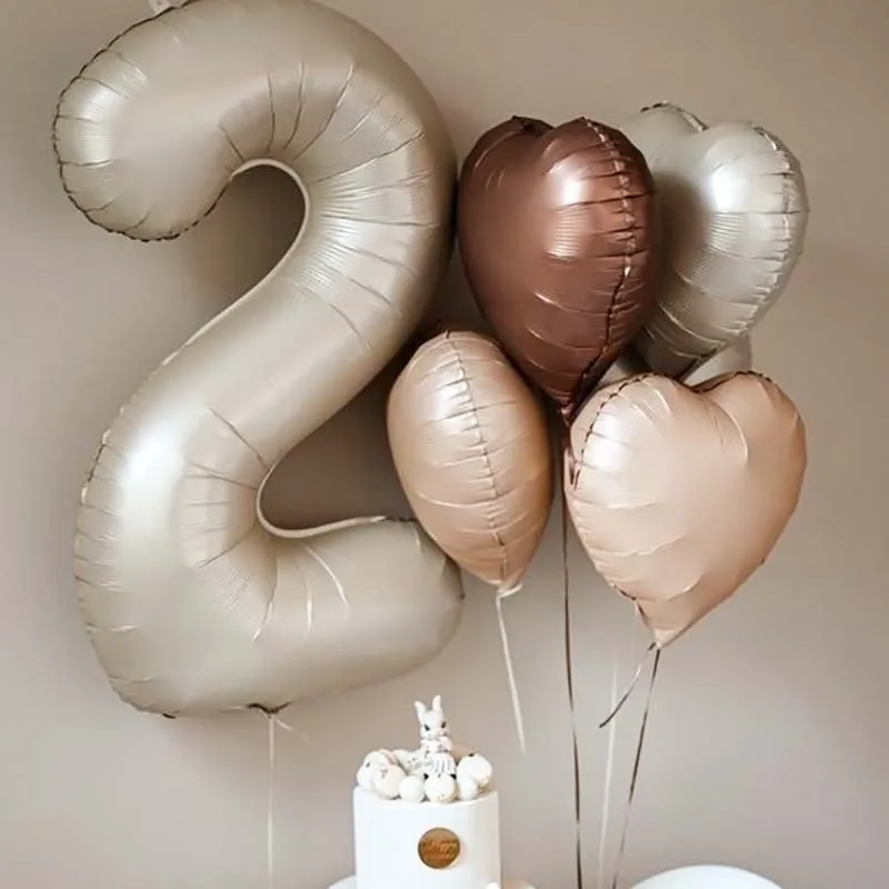 32 Zoll cremefarbene Karamell-Olivgrüne olivgrüne Folienballons 0 1 2 3 4 5 6 7 8 9 Kugeln Hochzeit Geburtstag Party Dekor Babyparty – Detail 3