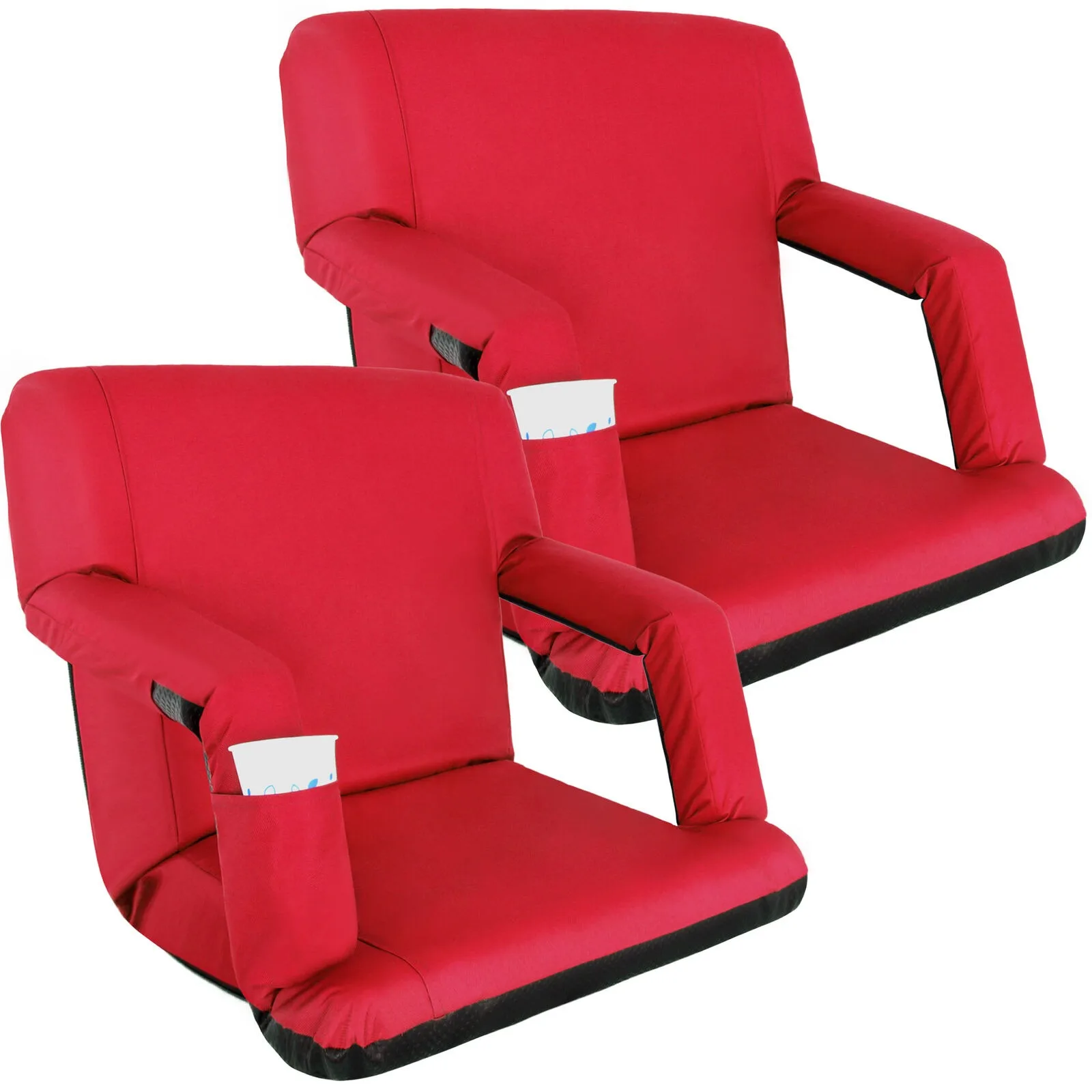 

2PCS Wide Stadium Seat for Bleachers Reclining Stadium Chair w/Back Cushion Red United States