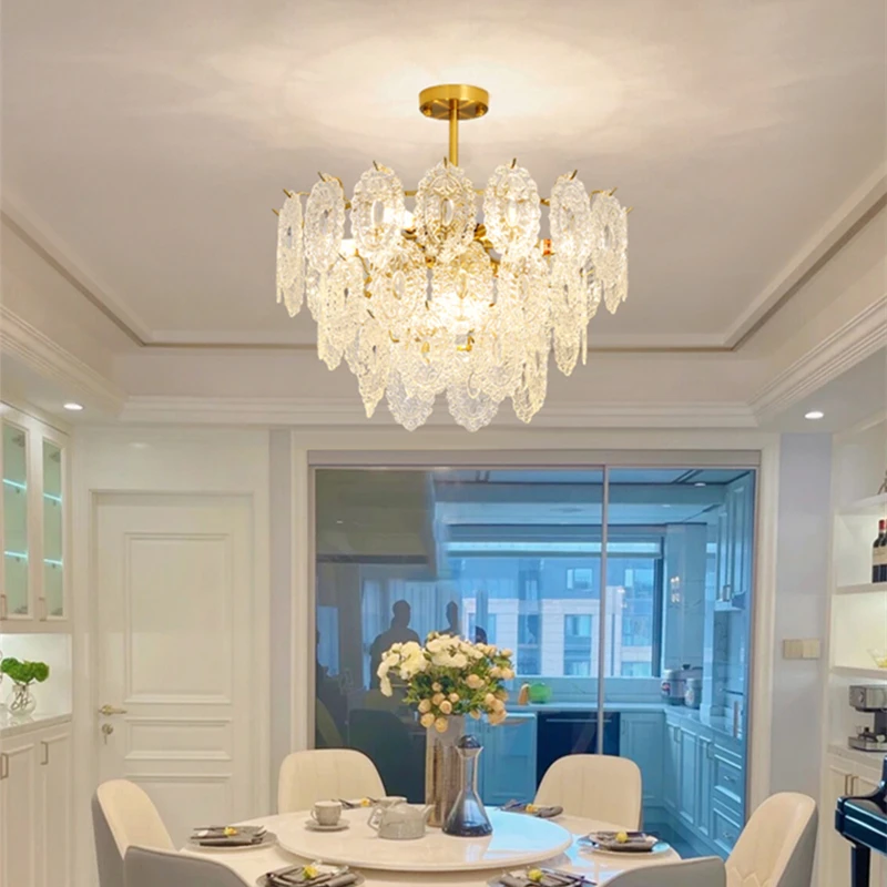 Lampadario a soffitto moderno francese romantico di lusso in vetro artistico per soggiorno ristorante camera da letto cucina Loft luci a Led per interni