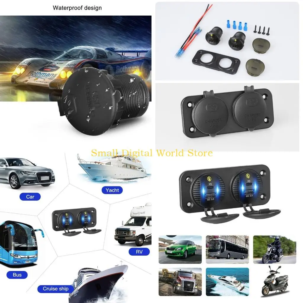 77UB Multi-purposes Dual QC3.0 USB Fast for Auto,Motor, 12V/24V Vehicles