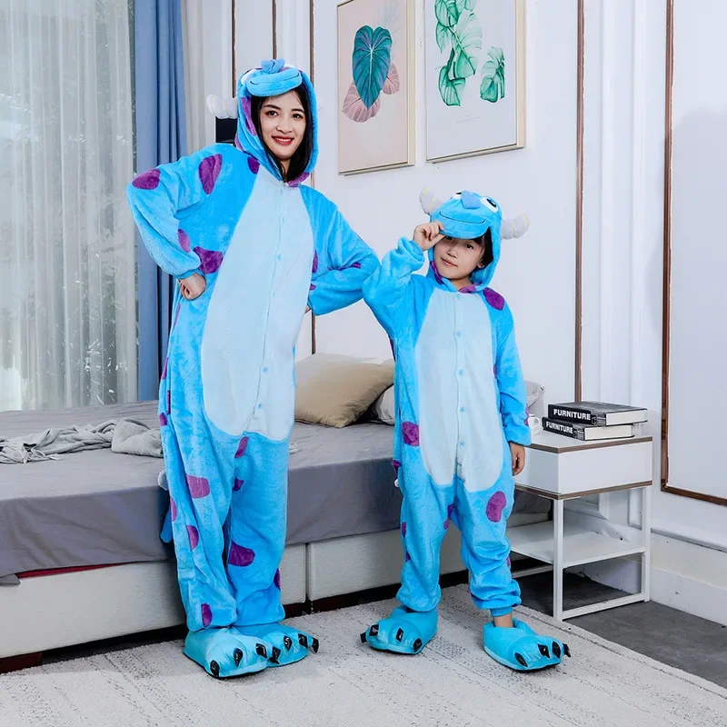 Children Pajamas Kids Baby Animal Overalls Jumpsuit Cartoon Sulley Monster Onesies Sleepwear Boys Girls Flannel Pyjamas Pijamas