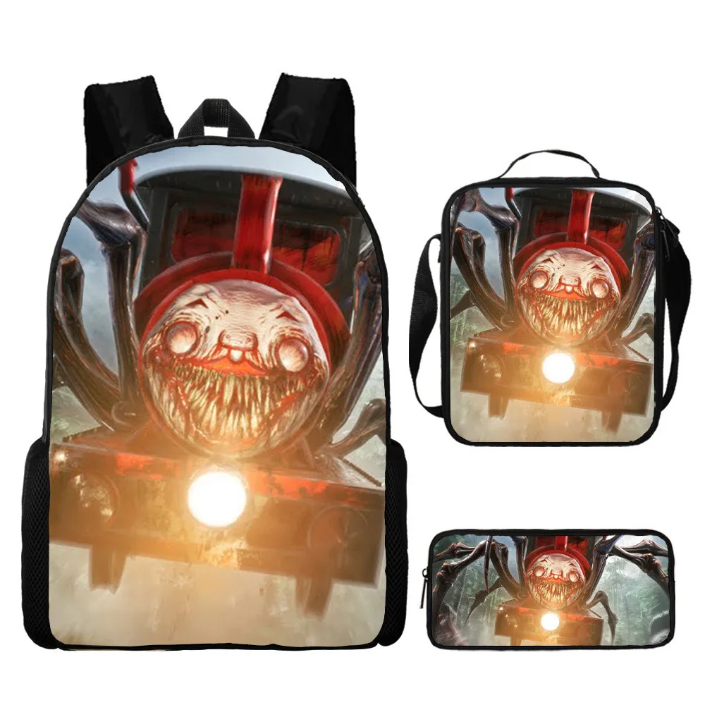 Luxury Novelty Peculiar Cool Choo Choo Charles 3D Print 3pcs/Set pupil School Bags Laptop Daypack Backpack Lunch bag Pencil Case