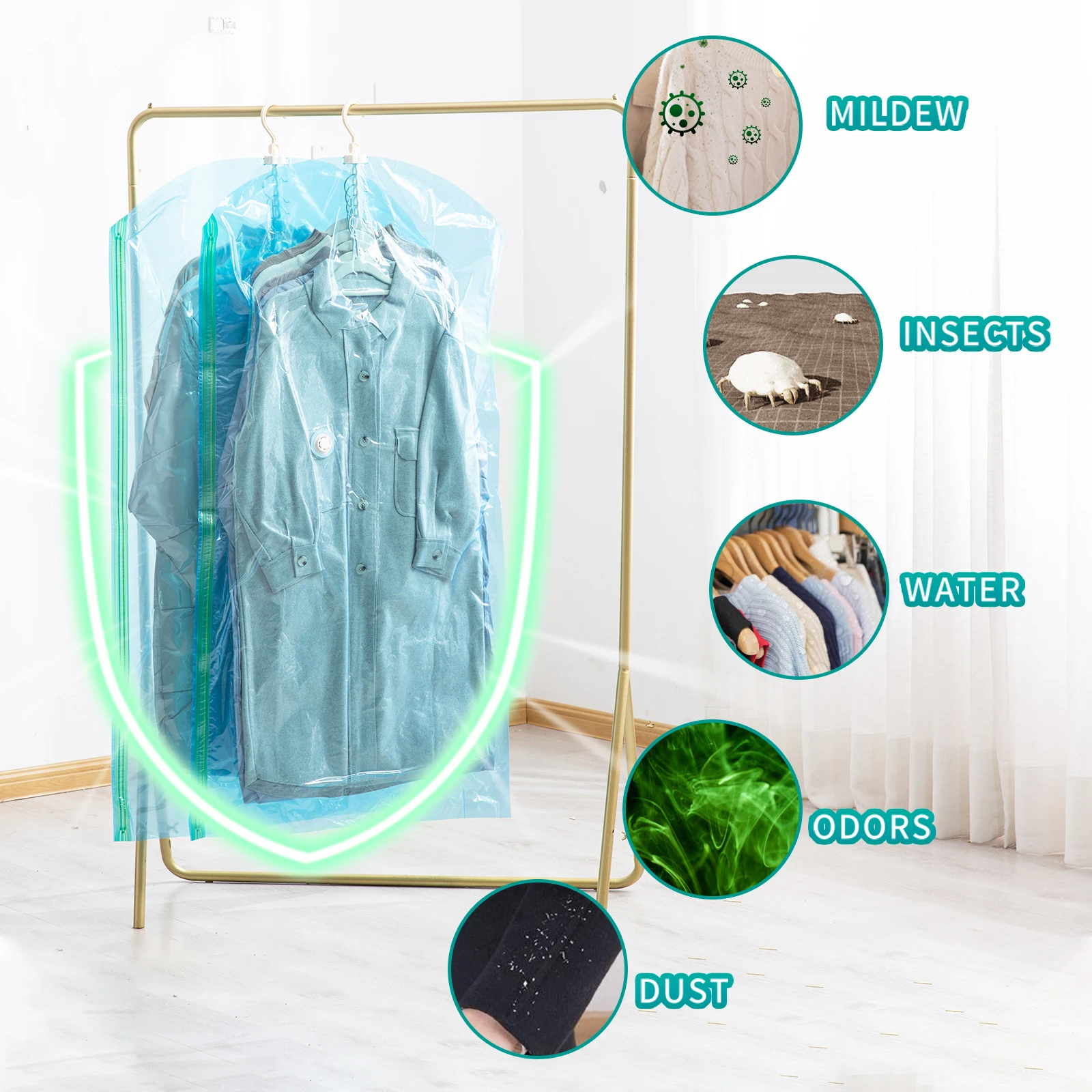 TAILI Hanging Vacuum Storage Bags Hanging Space Saver Bags Hanging Storage Bags for Clothes sottovuoto Sealed for Suits Dress Jacket