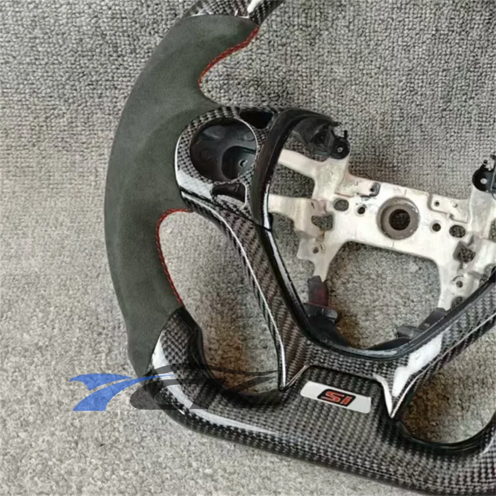 

Steering Wheel For 2012 Honda Civic Customized Carbon Fiber Black Suede With button frame easy to install