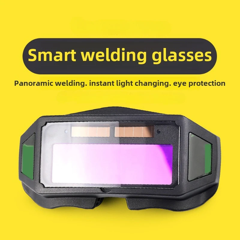 Auto Dimming Color-changing Welding Goggles Soldering Glasses Argon Arc Anti-glare Glasses With Zipper Box &20 protective lenses