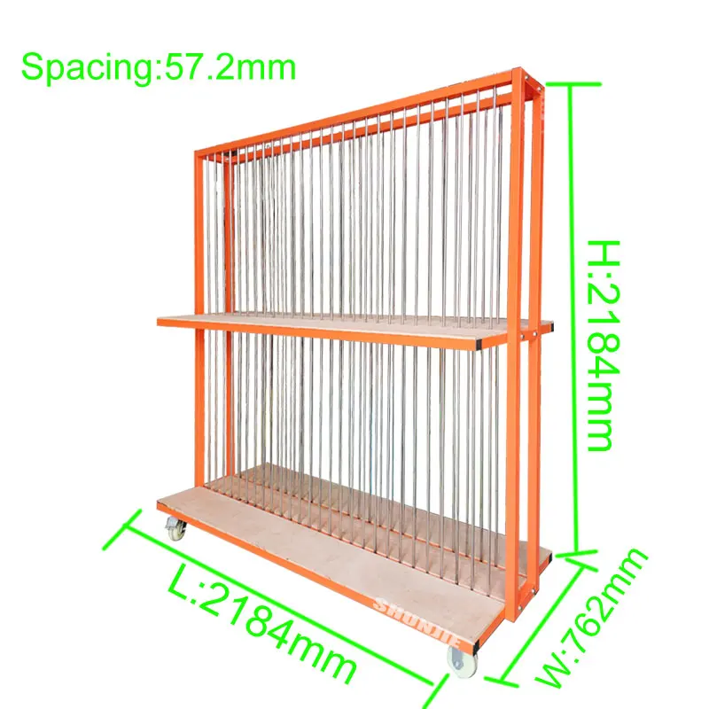 500kg Load Capacity Double Layer Door Window Frame Storage Transport Trolley With Stainless Steel Partition Line Glass Trolley