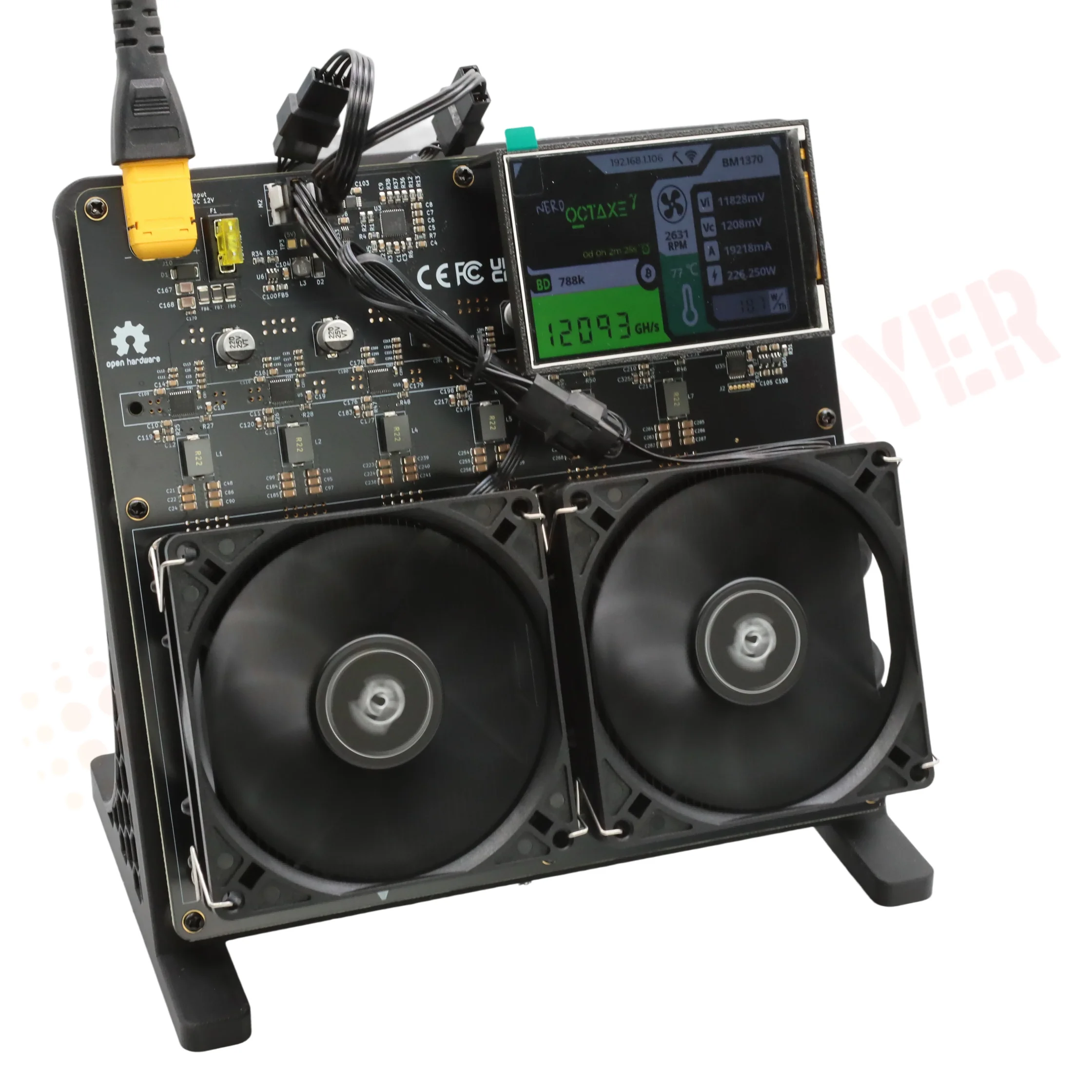Bitcoin Miner NerdOCTAxe Rev3.1 12TH/s 200W 3.5inch Display BM1370 ASIC Chip SHA-256 BTC Solo Miner Open Source Home Miner